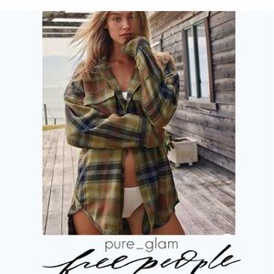 We The Free Plaid Button Down Shirt - Green and Blue
